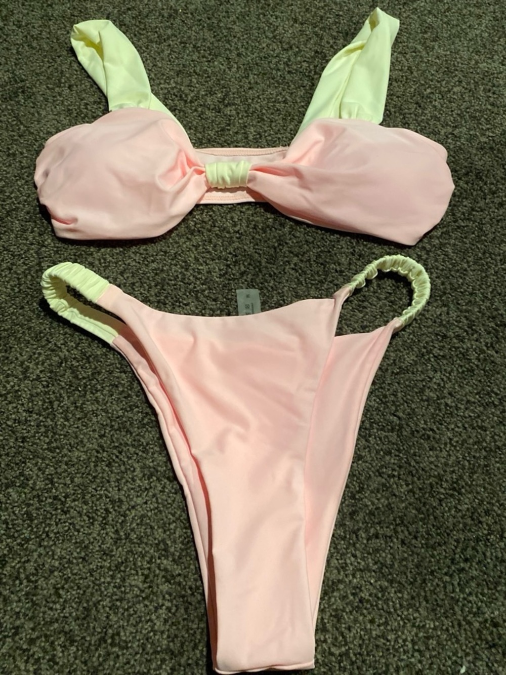 Kulani Kinis Light Pink Bikini with Pale Yellow Straps